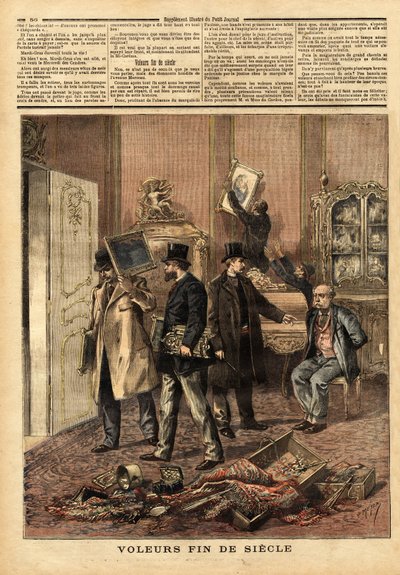 Dieven aan het einde van de eeuw, een georganiseerde bende die zich voordoet als een onderzoeksrechter, de chef van de veiligheid en zijn agenten, braken in met een vals huiszoekingsbevel bij de Markies de Panisse, rue Marceau, en namen meubels, schilderij door Unknown artist