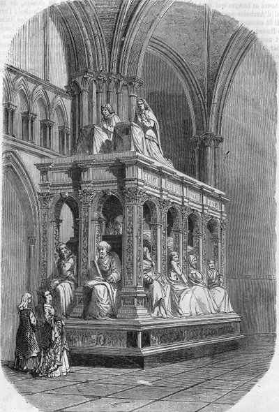 Graf van Lodewijk XII koning van Frankrijk (1462-1515) en Anna van Bretagne (1477-1514). Gravure uit de 19e eeuw. door Unknown artist