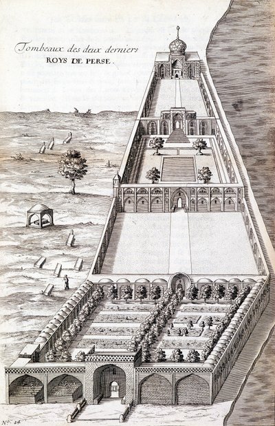 Graven van de laatste twee koningen van Perzië - in Diary of the Journey of the Knight Chardin, Persia and East Indies, by the Black Sea and the Colchid door Unknown artist