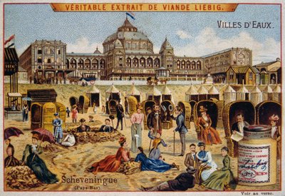Toeristen op een strand in Scheveningen, Nederland door Unknown artist