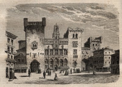 Stadhuis van Narbonne - Languedoc-Roussillon-Midi-Pyrénées - Frankrijk - gravure in 