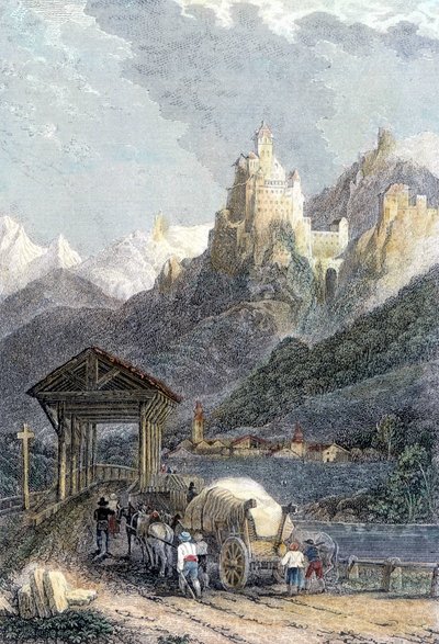 Kasteel Trostburg in Tirol door Unknown artist