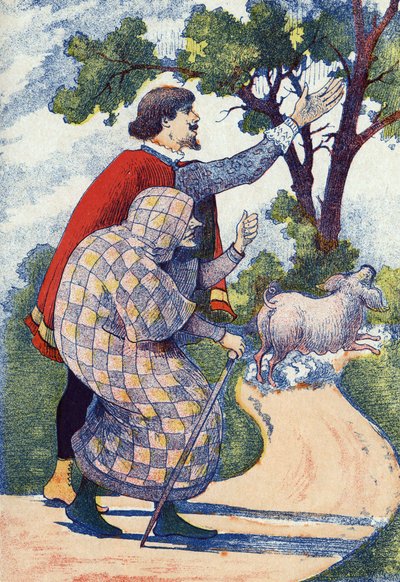 Forel veranderd in een zeug. Anonieme illustratie voor het sprookje 