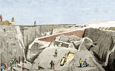 Opgravingen van Troje onder leiding van Heinrich Schliemann, 19e eeuw door Unknown artist