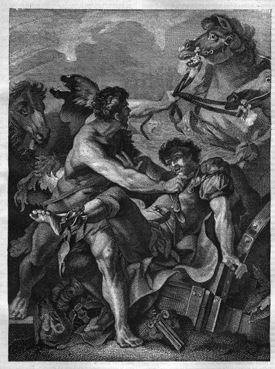 Twaalf werken van Hercules: Diomede gedood door Hercules en opgegeten door zijn eigen paarden door Unknown artist