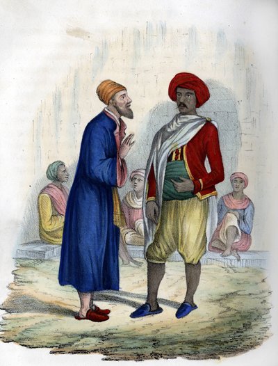 Twee mannen in de straten van Algiers in 1830. In 
