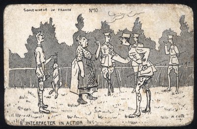 Verenigd Koninkrijk: Een humoristische ansichtkaart geproduceerd in Frankrijk tijdens WO1 voor de Britse strijdkrachten. door Unknown Artist