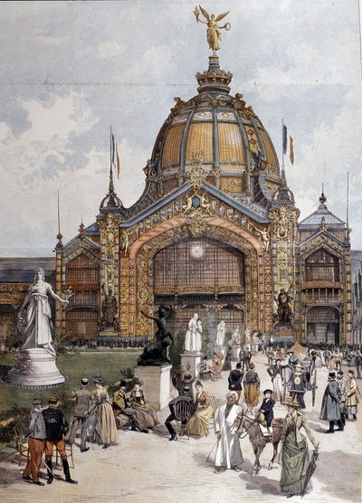 Universele Tentoonstelling, Centrale Koepel in Parijs gravure van 1889 door Unknown artist