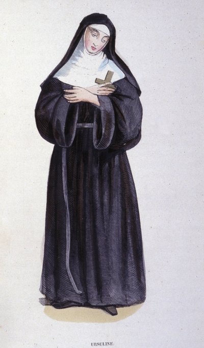 Ursuline. Gravure uit een album over religieuze orden, Parijs door Unknown artist