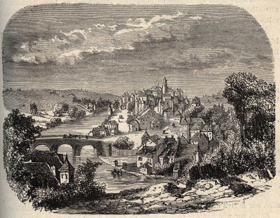 Uzerche - Corrèze - Frankrijk - gravure in 