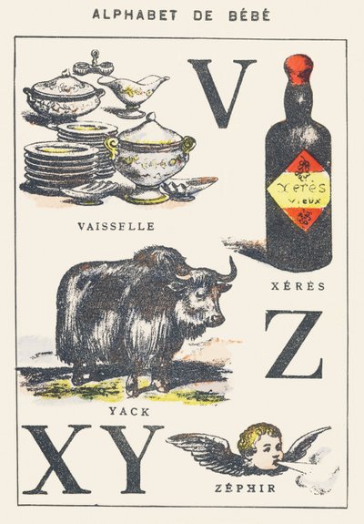 V X Y Z: schotels, xeres, jak, zefier door Unknown artist