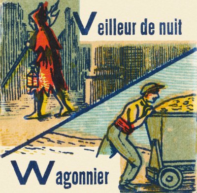 V als nachtwaker W als auto door Unknown artist