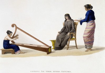 Verschillende kostuums van vrouwen van het eiland Timor (Coupang) door Unknown artist