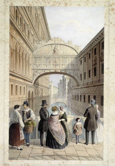 Venetiërs op de Brug der Zuchten (Ponte dei Sospiri) (in 