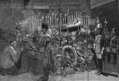 Wenen 1889: de brandende kapel van Aartshertog Rodolph van Habsburg (1858 - 1889) door Unknown artist