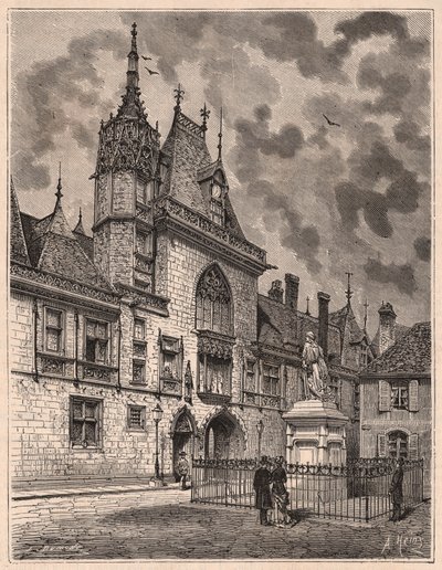 Uitzicht vanaf de straat van Palais Jacques Coeur in Bourges, Frankrijk door Unknown