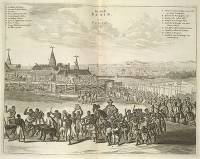 Uitzicht op Benin. Processie van inboorlingen door Unknown artist