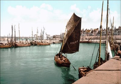 Zicht op Calais, de haven. Fotochrome ca. 1890 door Unknown artist
