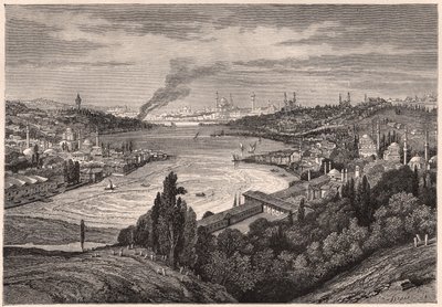 Uitzicht op Constantinopel, nu Istanboel, en de Gouden Hoorn in de 19e eeuw door Unknown