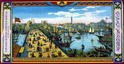 Uitzicht op de Galatabrug, Constantinopel, Turkije. Eind 19e eeuw. door Unknown artist