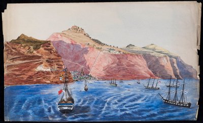 Uitzicht op Jamestown, St. Helena, ca. 1850 door Unknown