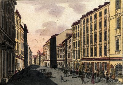 Uitzicht op Kohlmarktstraat in Wenen, Oostenrijk. Gravure uit 1820 door Unknown artist