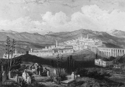 Uitzicht op Medeah, oude Romeinse vesting, in Algerije in de 19e eeuw. In 