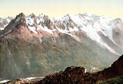 Zicht op de Mont Blanc: De Mont Blanc keten rond 1890 door Unknown artist