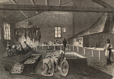 Zicht op de galvaniseerwerkplaatsen van de heer Gueyton. door Unknown artist
