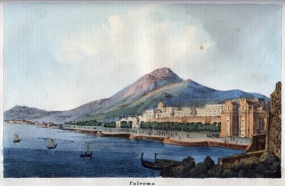 Zicht op Palermo in de 19e eeuw - gravure uit 