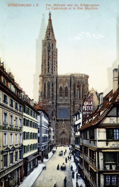 Zicht op de kathedraal van Straatsburg aan het einde van de 19e eeuw door Unknown artist