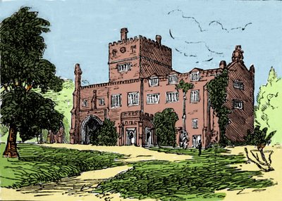 Uitzicht op de abdij van Tavistock, residentie van Francis Drake (1540-1596), kaper en Britse ontdekkingsreiziger. Illustratie uit de 19e eeuw. door Unknown artist