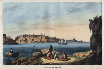 Uitzicht op Valletta (Malta) in de 19e eeuw - gravure uit 