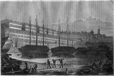Uitzicht op de Corderies, de Bagne en de toren van Saint Louis in Brest. In 