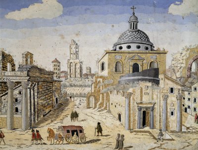 Uitzicht op het Forum Romanum, eind 17e eeuw, detail door Unknown artist