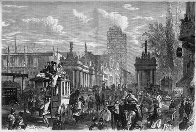Uitzicht op de Koninklijke Brug in Berlijn, Duitsland. Gravure in The Illustrous Universe door Unknown artist