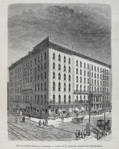 Uitzicht op het Sherman Hotel in Chicago - in 