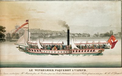 Uitzicht op de Winkelried, stoomboot op het Meer van Genève, Zwitserland (19e eeuwse prent) door Unknown artist