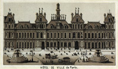 Uitzicht op het stadhuis van Parijs en het plein door Unknown artist