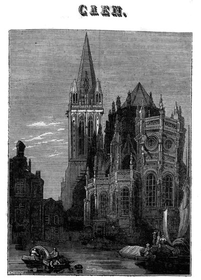 Zicht op de stad Caen in Normandië in de 19e eeuw door Unknown artist