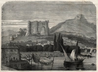 Uitzicht op de forten van La Spezia in Italië. Gravure in 