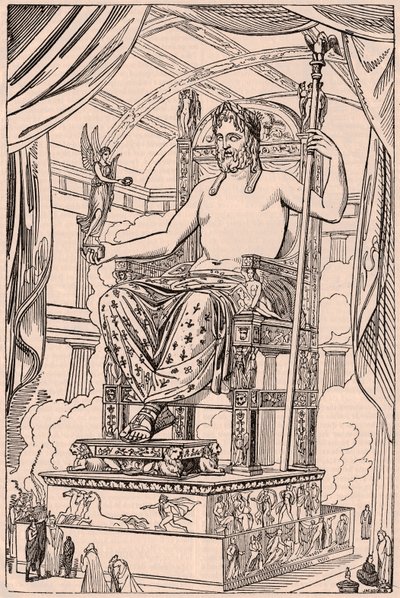 Uitzicht op het gigantische standbeeld van Olympische Zeus door Phidias door Unknown