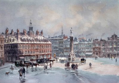 Zicht op het Grote Plein van Lille door Unknown artist