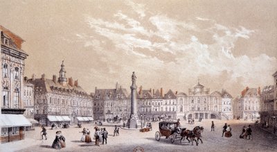 Uitzicht op het grote plein van de stad Lille door Unknown artist