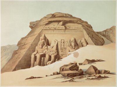 Zicht op de tempel van Abu Simbel. Egypte. Illustratie van de 19e eeuw. Parijs, Collège de France door Unknown artist
