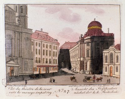 Uitzicht op het theater en de binnenplaats richting de keizerlijke manege in Wenen, Oostenrijk door Unknown artist