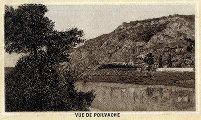 Zicht op het dorp Poilvache, Vallei van de Maas, België. Chromolithografie van het einde van de 19e eeuw. door Unknown artist