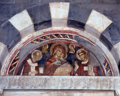 Maagd tussen Sint Nicolaas en Sint Laurentius door Unknown artist