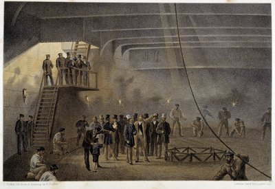 Bezoek van de Prins van Wales in een boot die de Atlantische telegraafkabel legt door Unknown artist