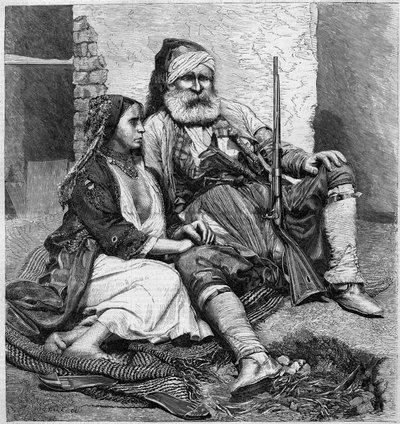 Vlach types en kostuums (Palicare en Zigeuner). Van een foto van Ch. de Szathmari, uit Boekarest. Gravure in 